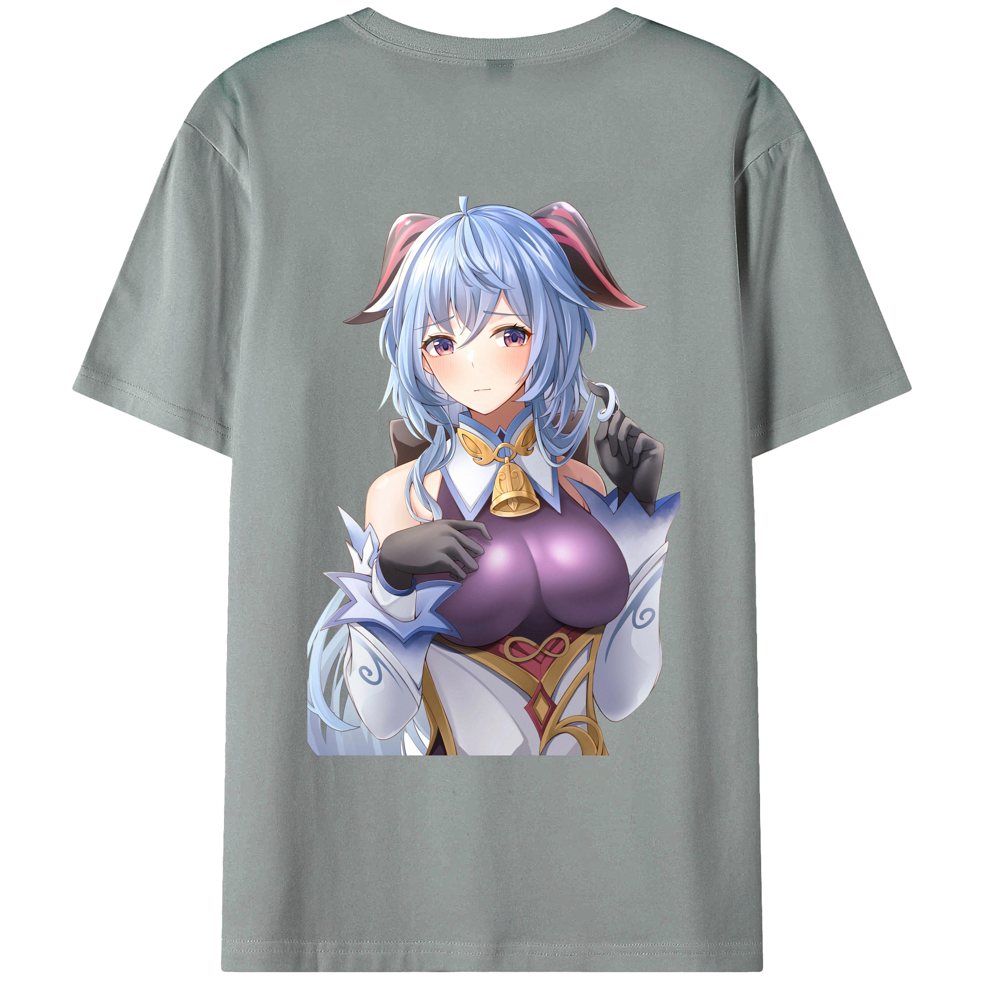 げんし神 甘雨 かんう genshin Ganyu 綿100％ メンズ半袖Tシャツ（バックプリント） 通気性